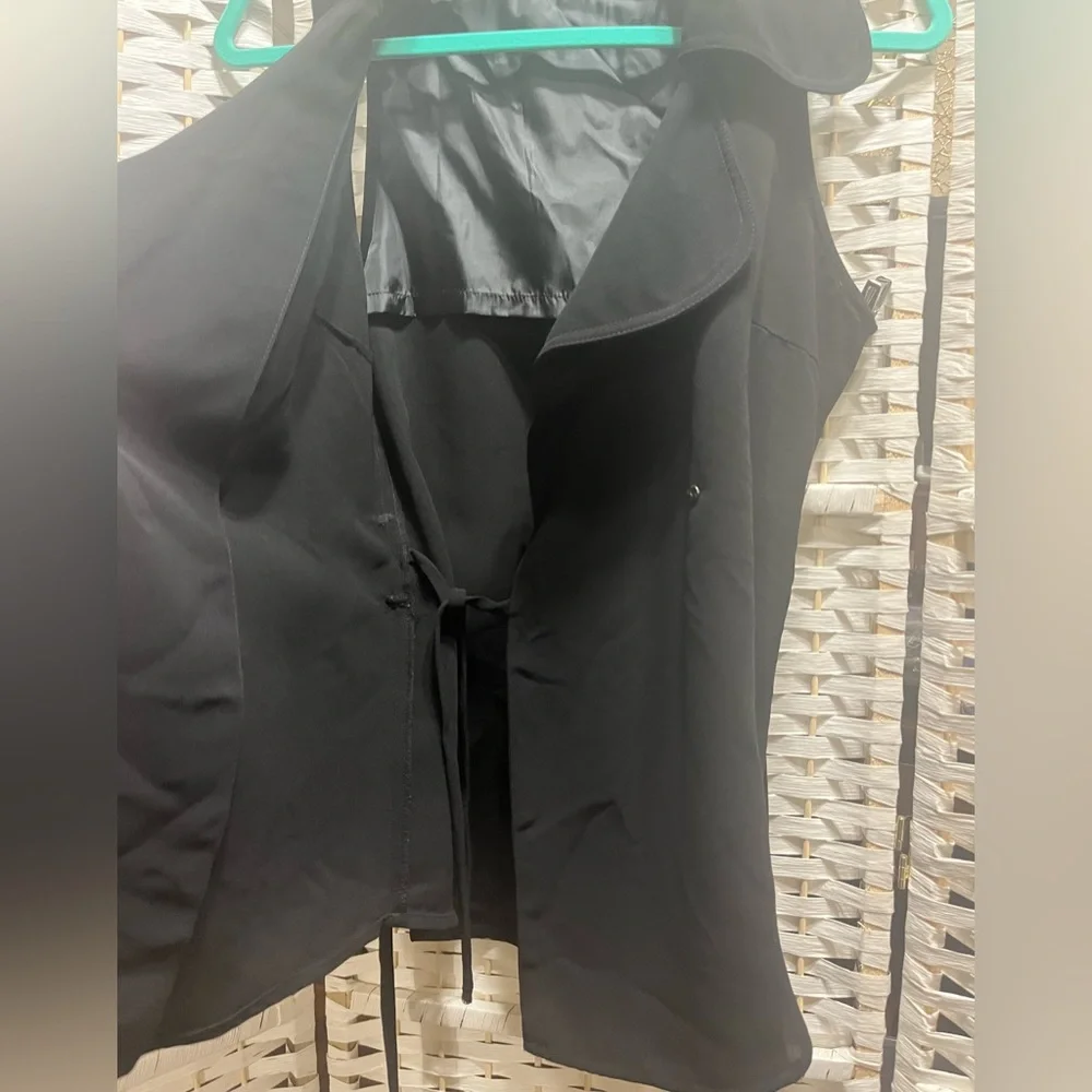 ZARA Black Sleeveless, Wrap Tunic Top with Tie-Waist Small - Picture 6 of 11